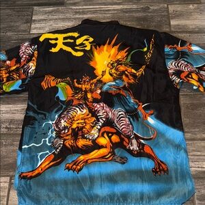 Vintage y2k all over print battle cat mythic men’s large button up shirt